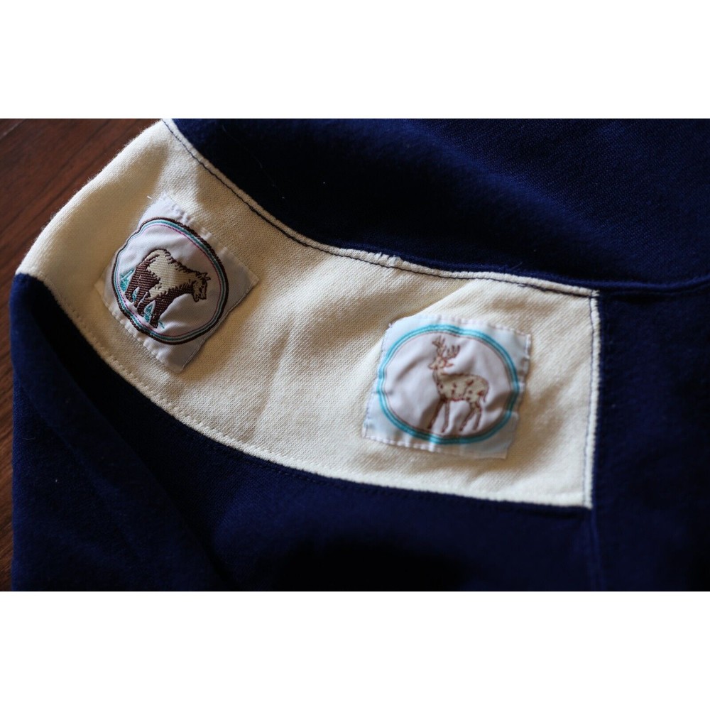 Vintage Premier International Woman's Elk/ Bear Patches Blue Sweater S - Picture 8 of 14